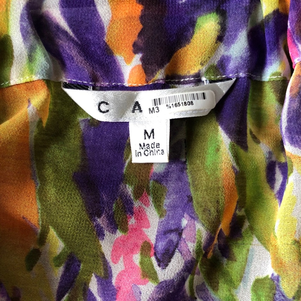Cabi Semi-Sheer Flowy Watercolor Tank, Size M - Picture 6 of 8